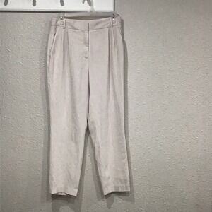 Aritzia Babaton Pleated Pant Wide Leg Cropped Trousers Light Beige Women's Sz 6